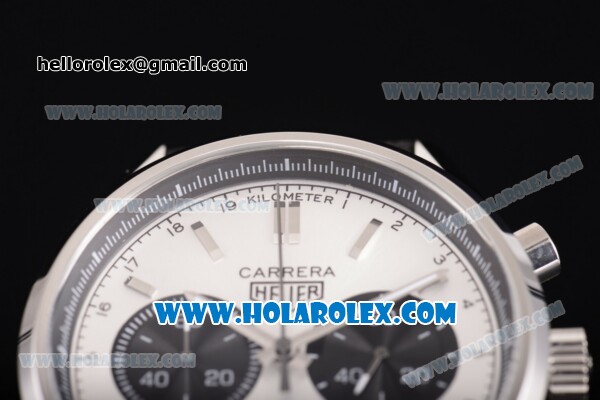 Tag Heuer Carrera Calibre 18 Chronograph Miyota Quartz Steel Case with White Dial and Silver Stick Markers - Click Image to Close
